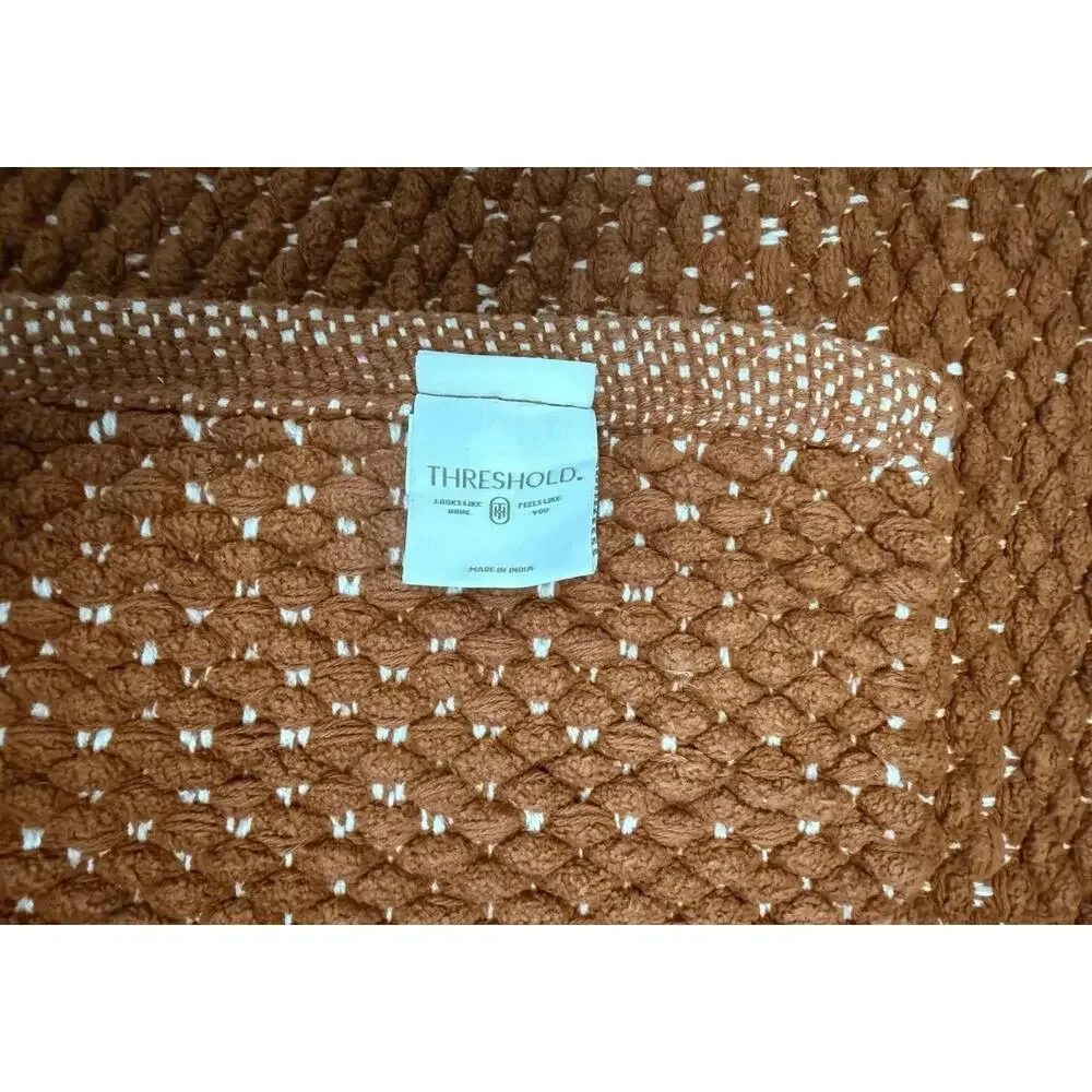 Threshold Performance Plus Bath Rug 20x30 Brown Textured Cotton Reversible